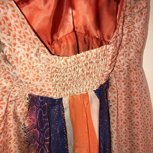 Guess “Hot Sand” Orange and Purple Silk Halter Fully Lined Dress Size 8 - Picture 8 of 12